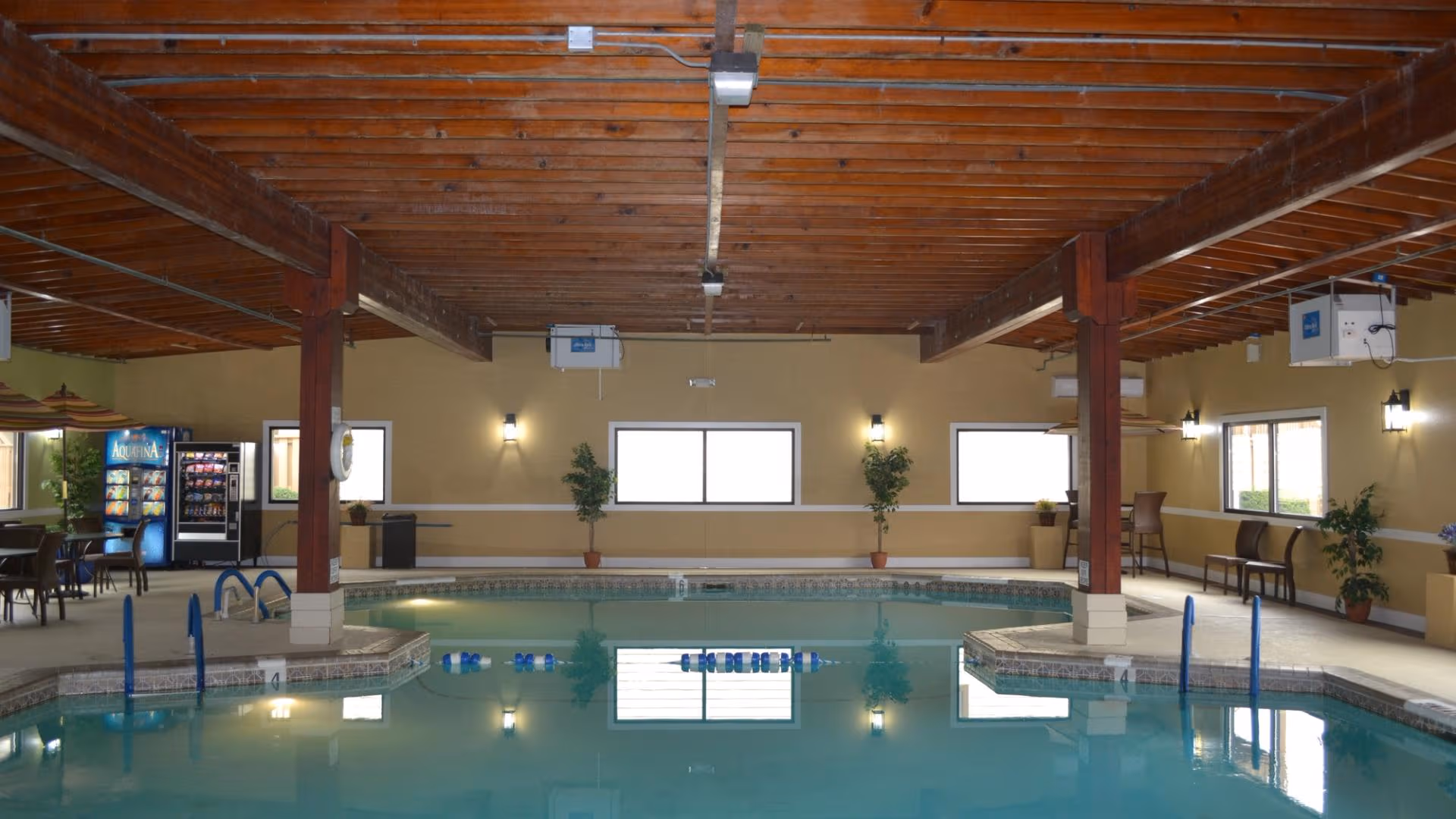 Large resort swimming pool with crystal-clear water